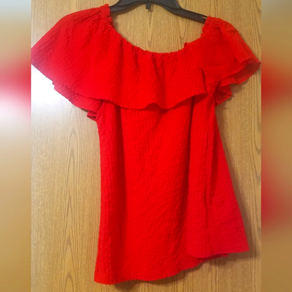 Club Monaco Red Off-Shoulder Women's Top Size Medium